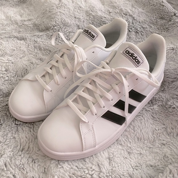 adidas Shoes - ADIDAS | Leather Sneakers | Black + White | Worn once!